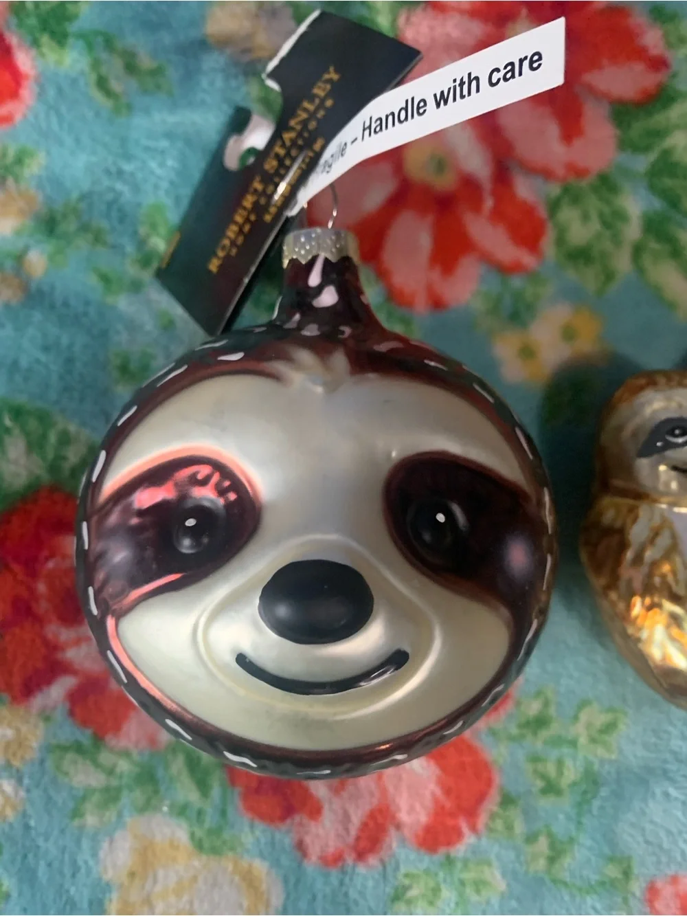 Robert Stanley Sloth Tree Ornaments Blown Glass NWT